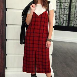 ZARA PLAID SHIRT DRESS. TIE SHOULDERS WITH SLIT IN FRONT AND BACK